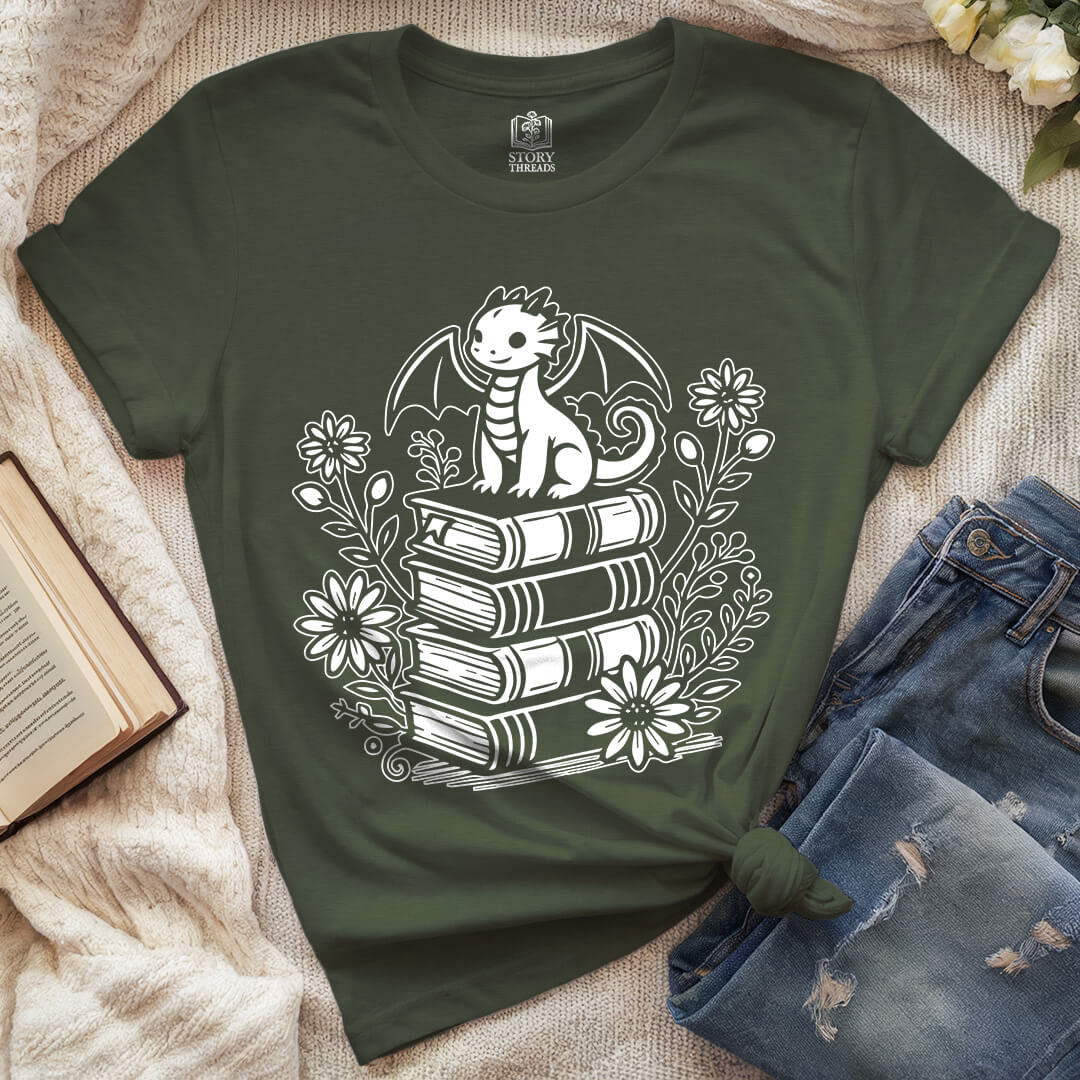 Baby Dragon Library T-shirt
