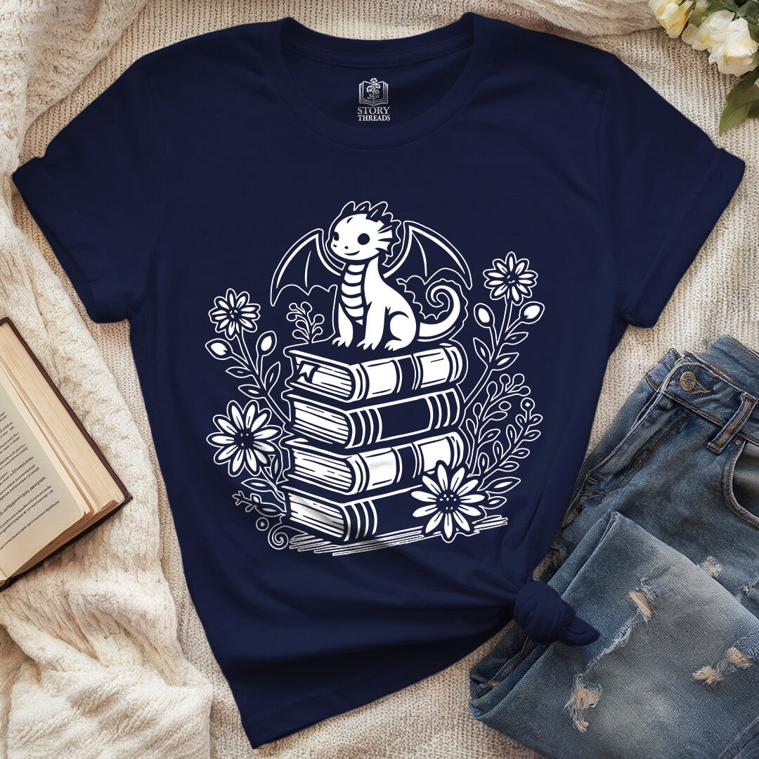 Baby Dragon Library T-shirt