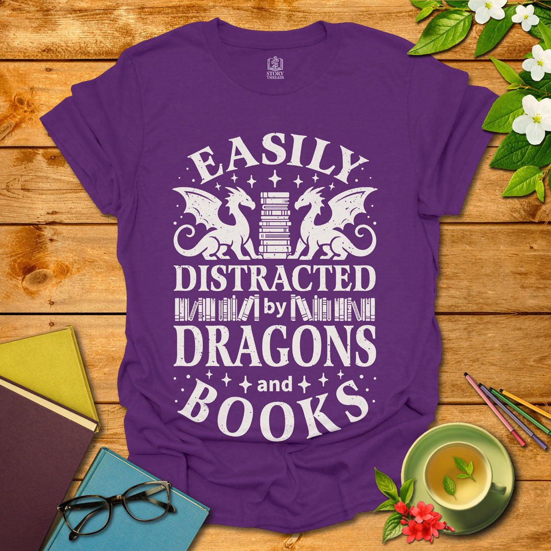 Dragons & Books Fantasy T-shirt