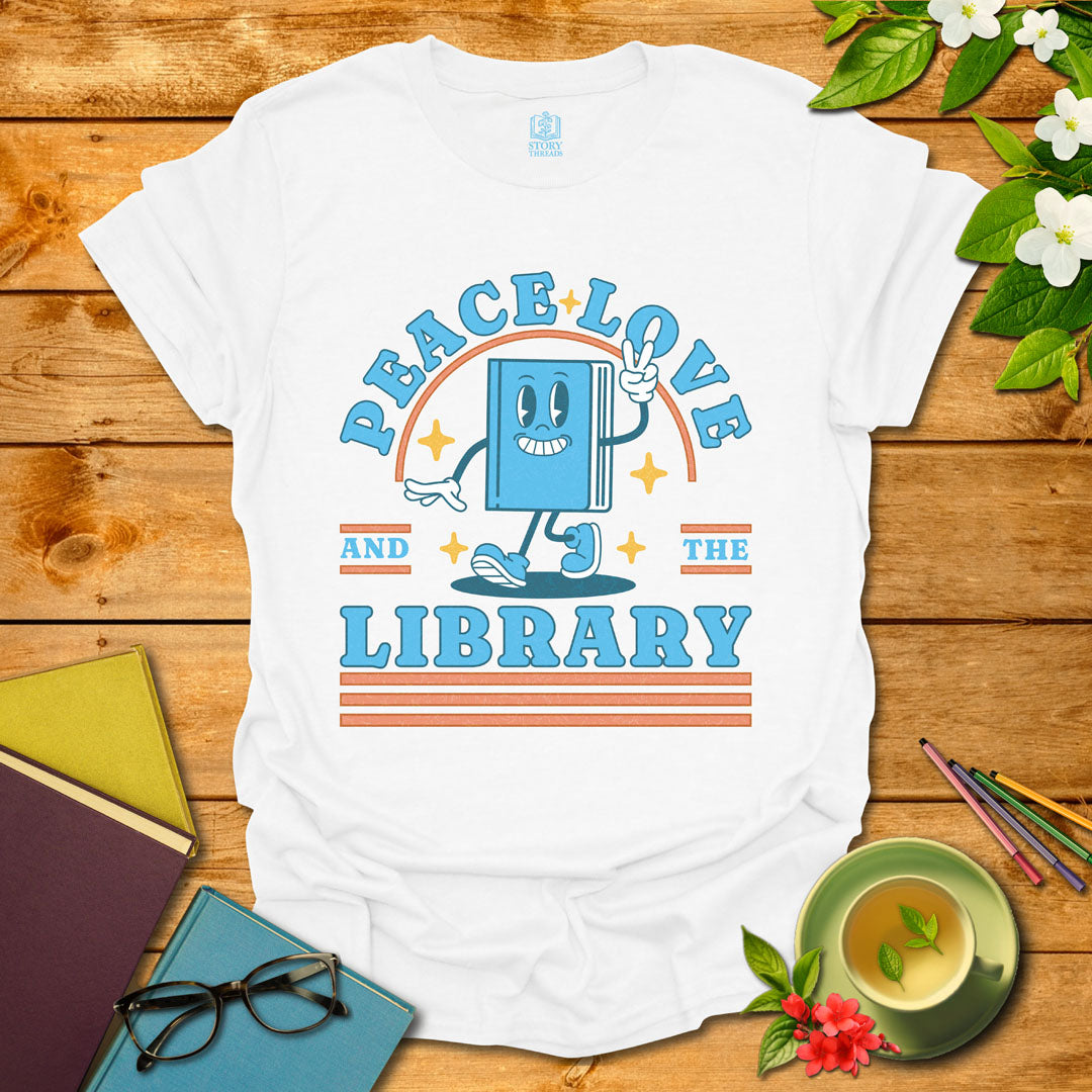 Peace Love Library T-shirt