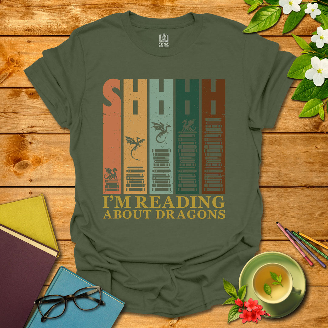 Shhhh Reading About Dragons T-shirt