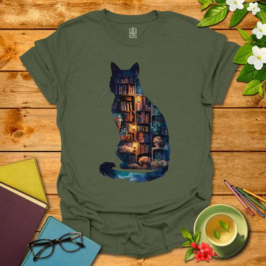 Library Cat T-shirt