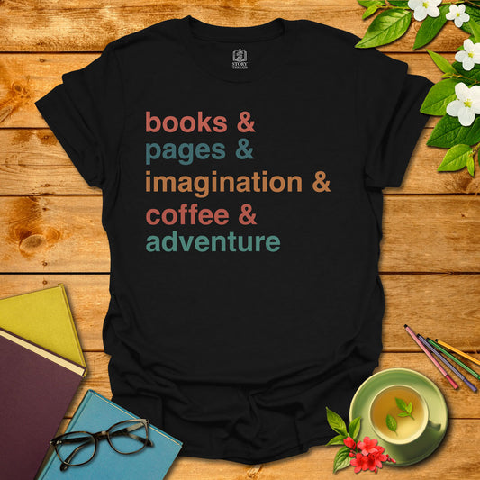 Books & Coffee & Adventure T-shirt